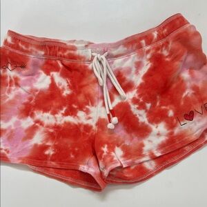 P.J. Salvage Pink and Red Tie-Dye LOVE Shorts